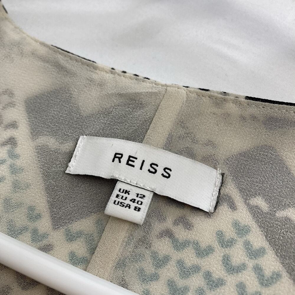 Reiss Womens Livinia Geometric Print Top Size 8 Old Money Career Classic Refined - Picture 5 of 11